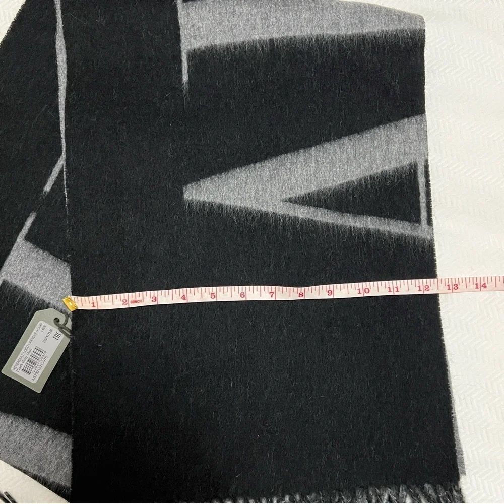 NWT ALLSAINT Dual 100% Wool Scarf in Grey/Black - Picture 7 of 9
